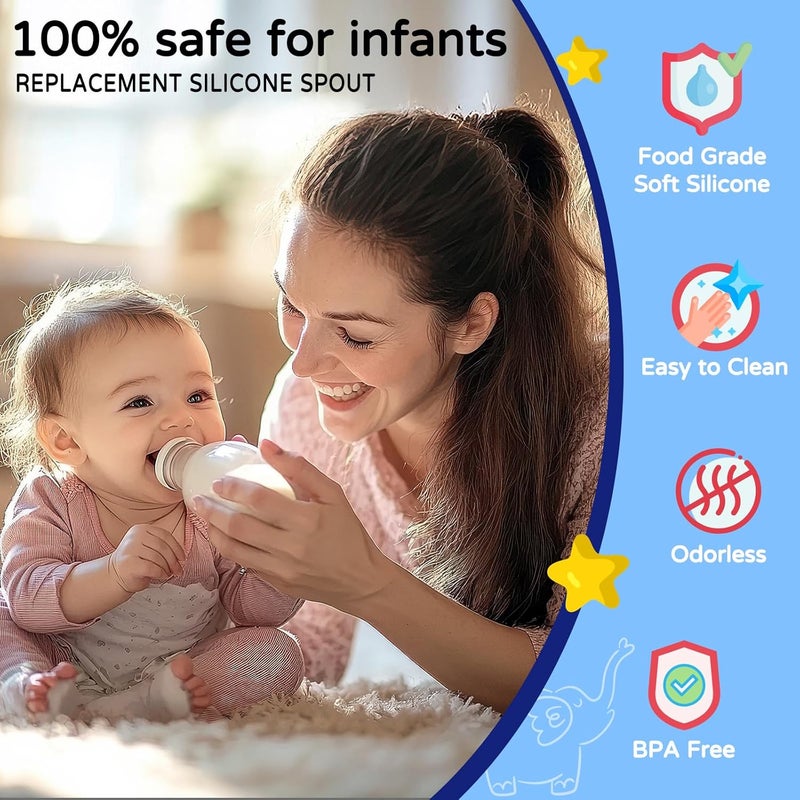 RBUGR 6 Pack Replacement Silicone Spout Compatible with NUK Active and Learner Cups, Sippy Cup Nipple for NUK Sippy Cup & Learner Cup, 100% Silicone Sippy Nipples for 6m+ - Image 2